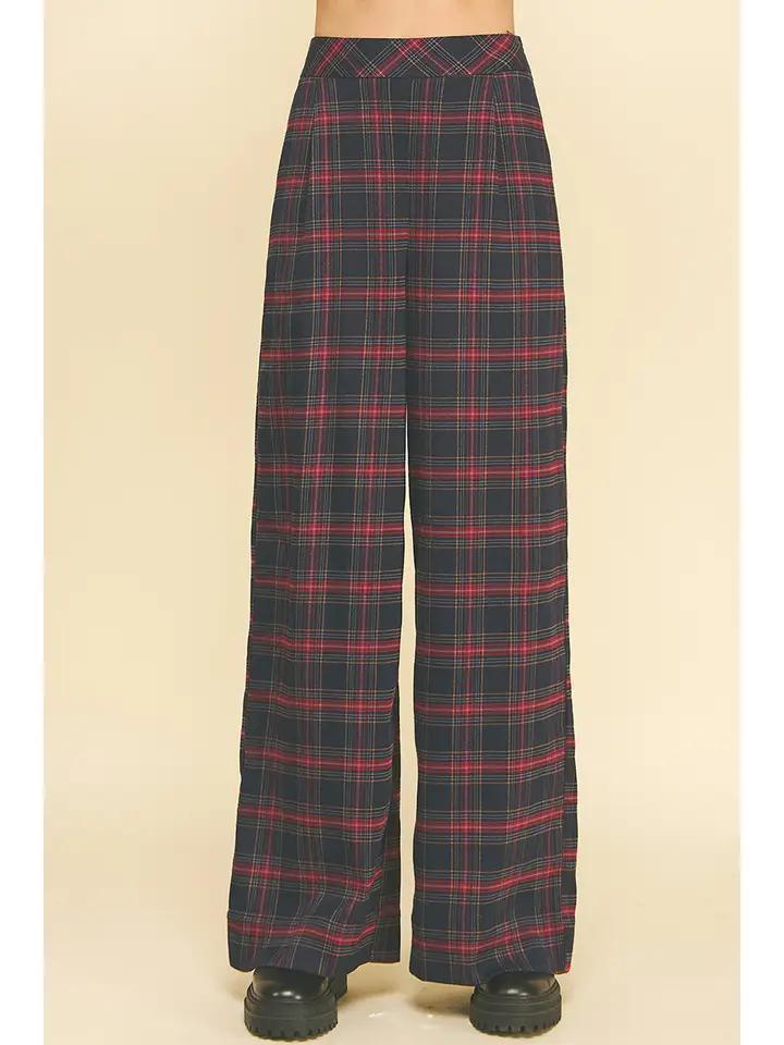 Navy and Red Plaid Pants