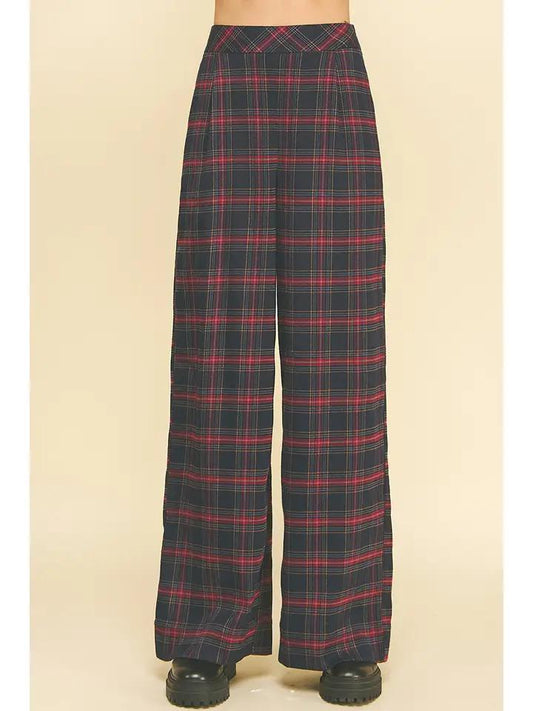 Navy and Red Plaid Pants