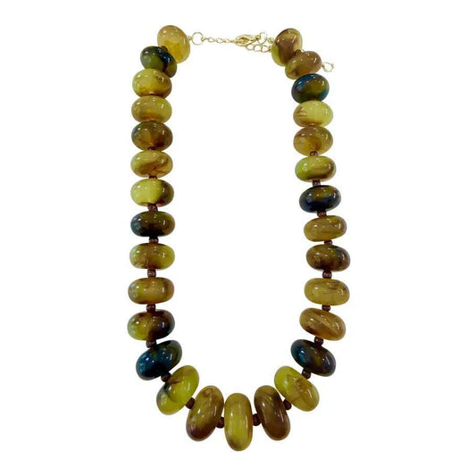 Angie Chartreuse and Brown Necklace