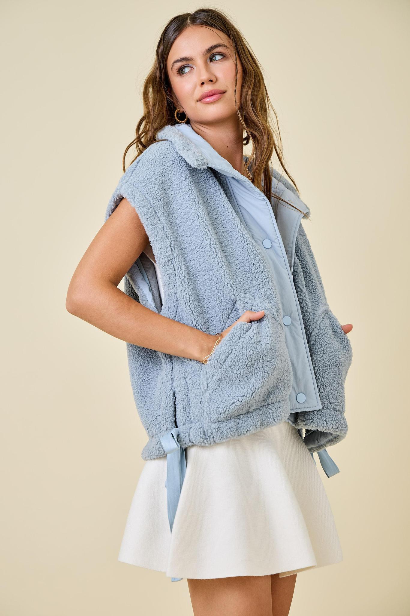 Blue Fleece Zip Vest