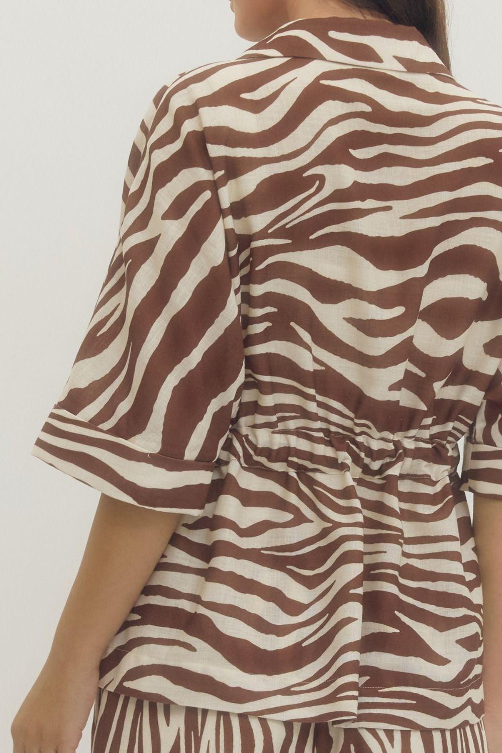 Brown Zebra Print Shirt