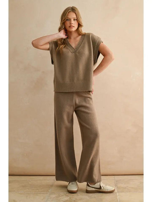 Mocha Wideleg Sweater Set