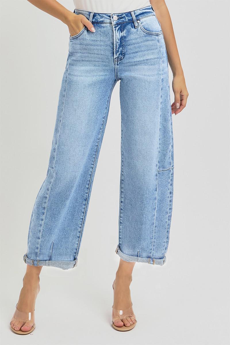 Medium High Rise Barrel Jeans