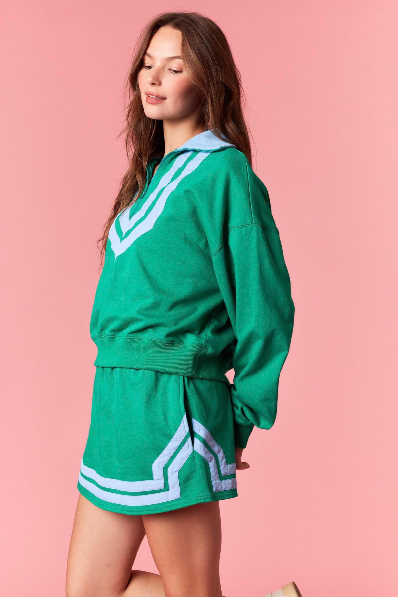 Kelly Green and Blue Terry Skort Set