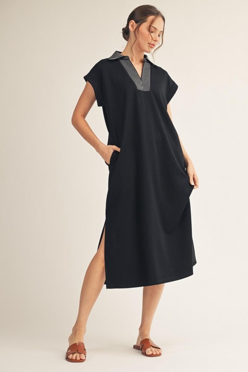 Black with Stitch Detail Midi