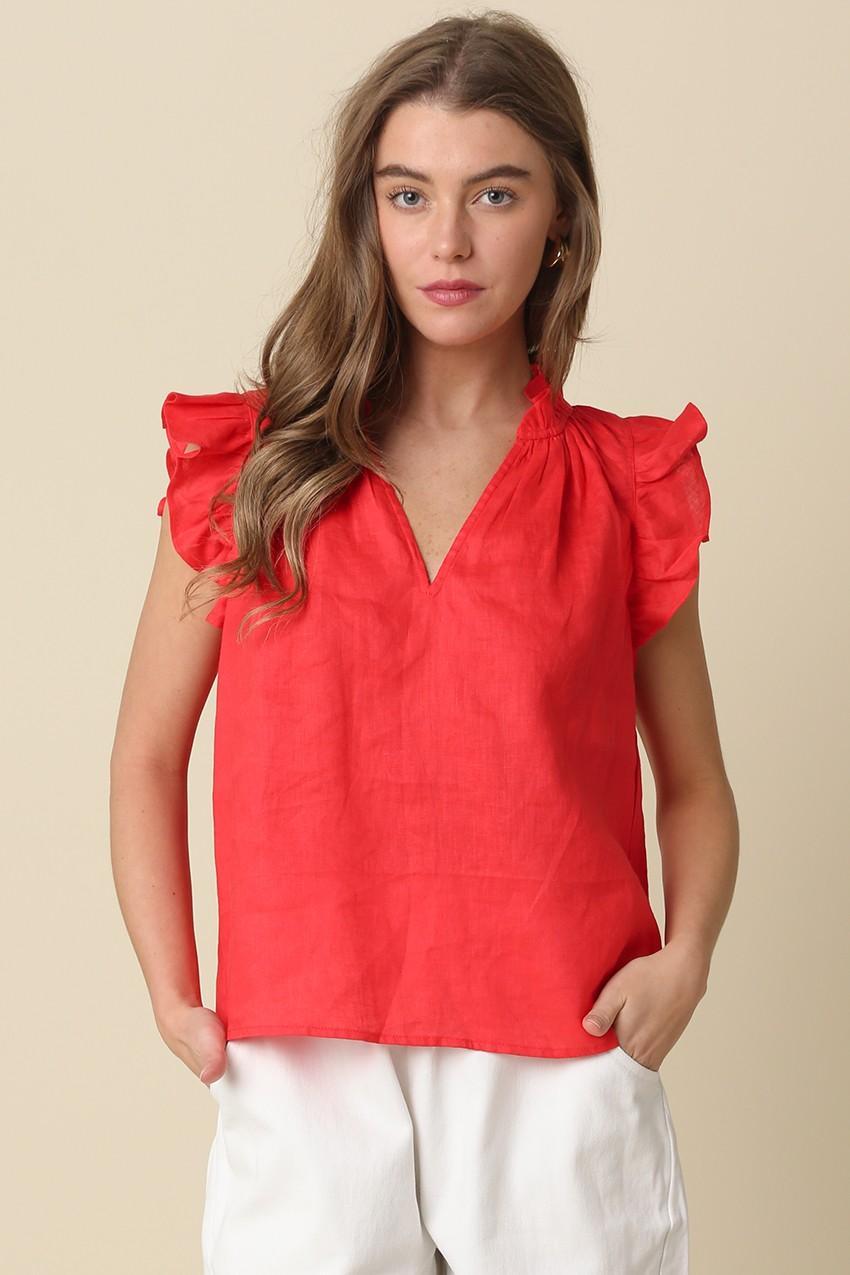 Red Heidi Linen Blouse