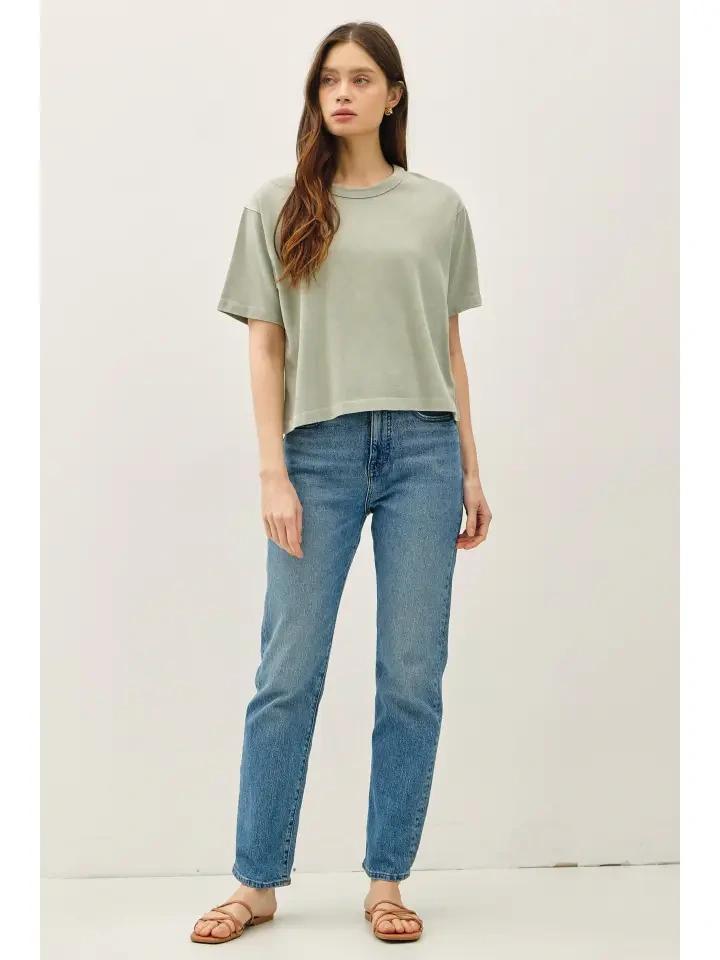 Light Sage Crewneck Crop Top