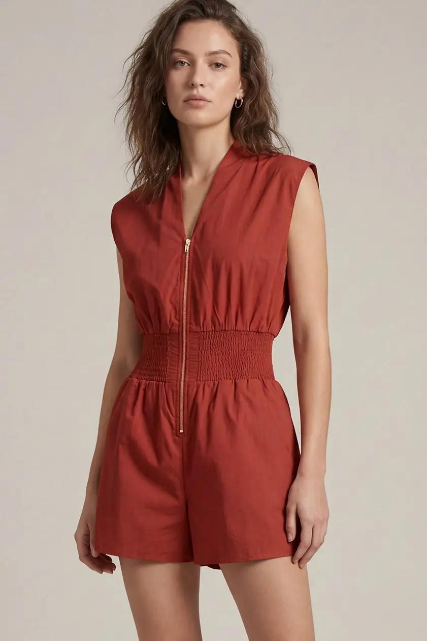 Garnet Zipper Front Romper