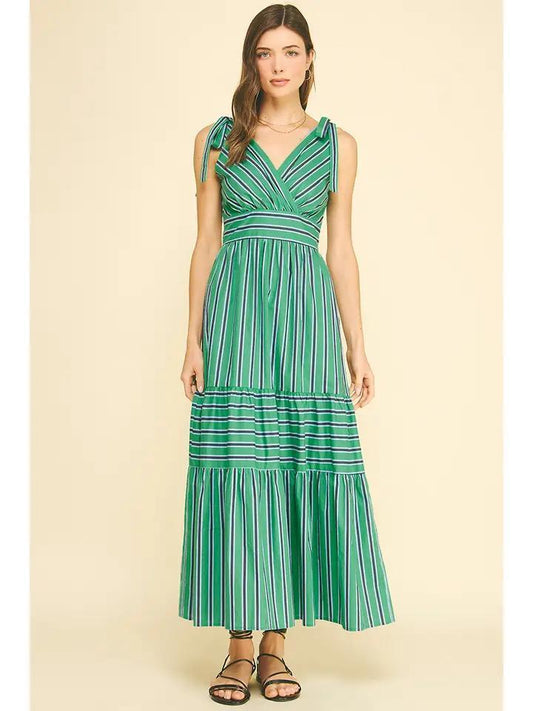 Green Striped Maxi Dress