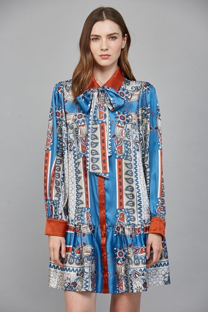 Multi Scarf Button Down Dress