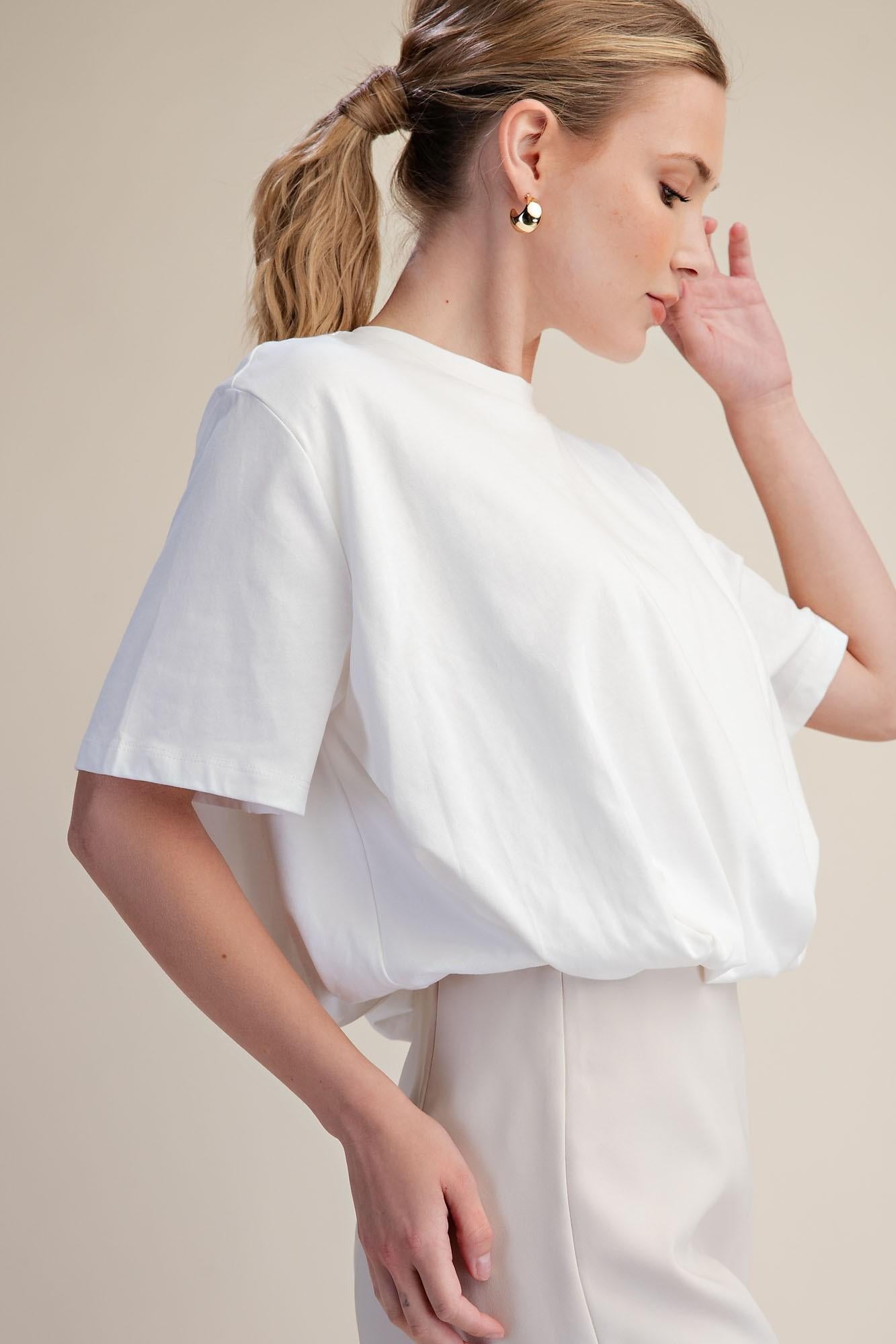 White Bubble Hem Tee