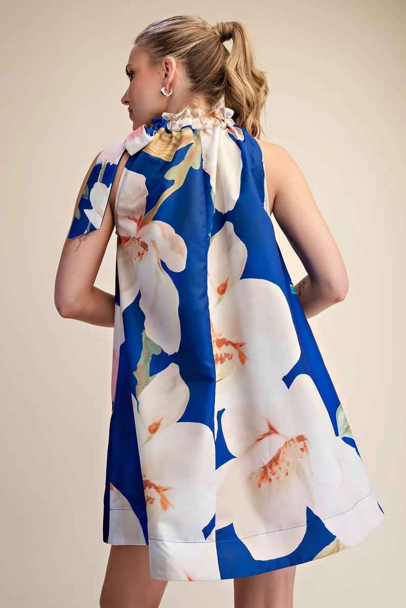 Royal Floral Print Mini Dress