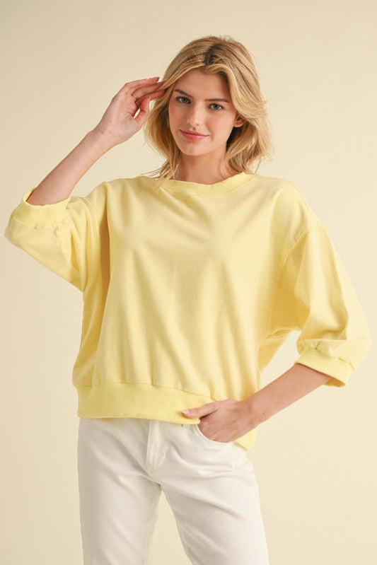 Yellow Three Quarter Sleeve Sweatshirt