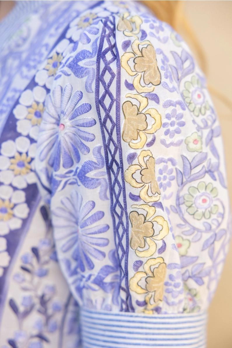 Blue Striped Band Detailed Dress