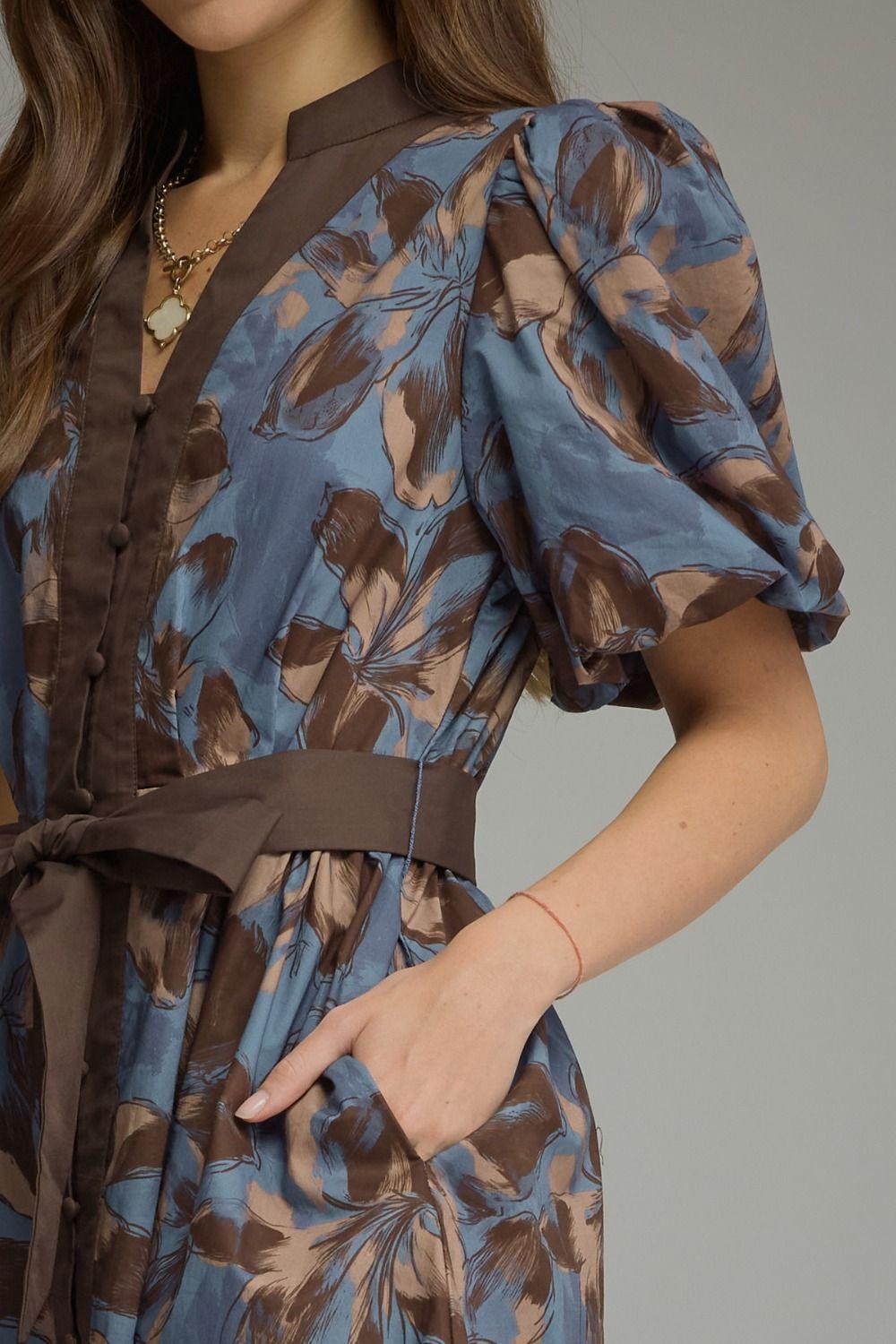 Brown Floral Mini Dress