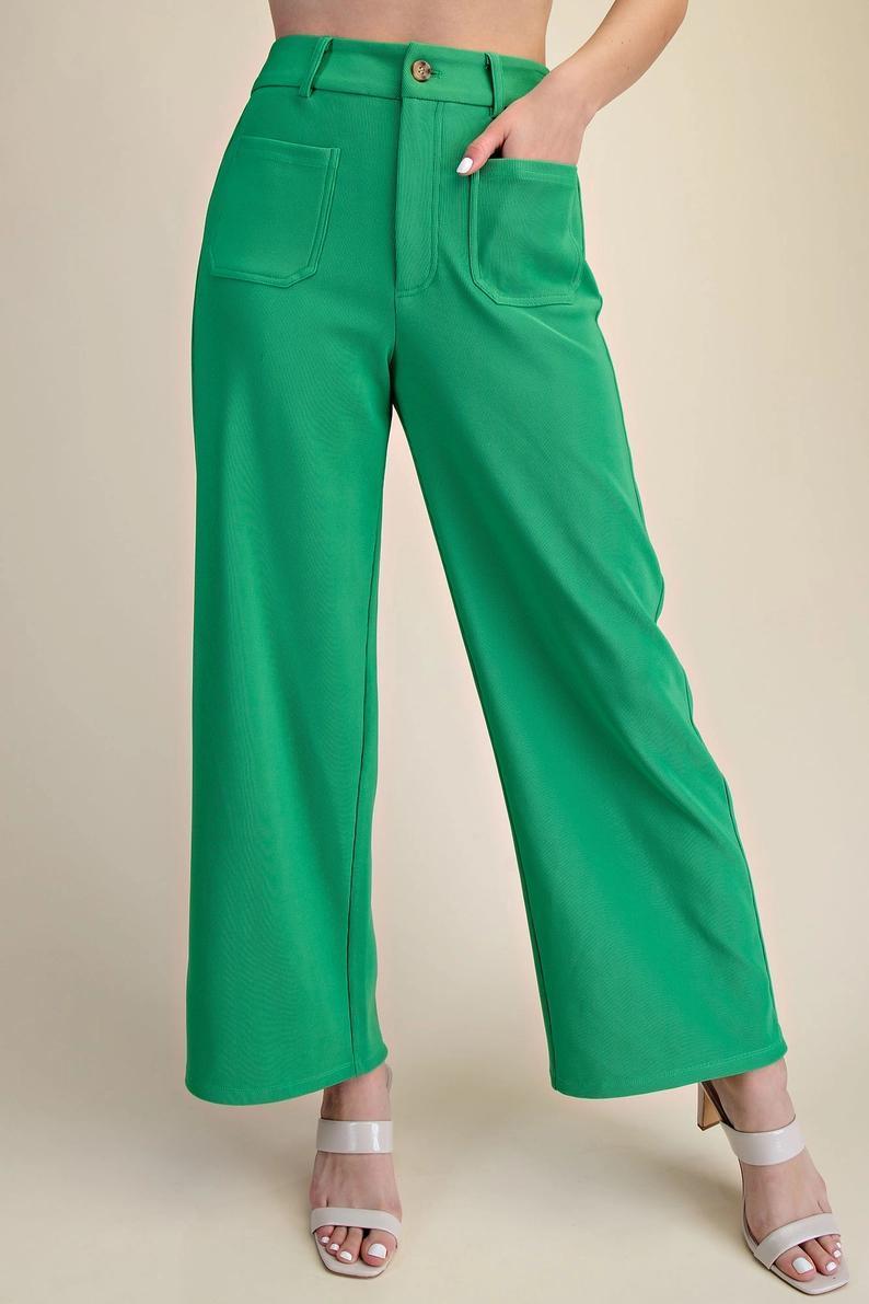Green Comfy HR Stretchy Wide Leg Pant
