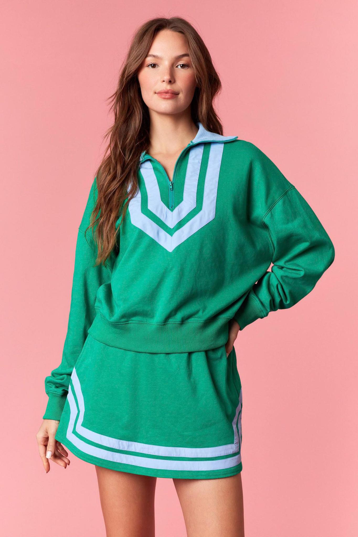 Kelly Green and Blue Terry Skort Set