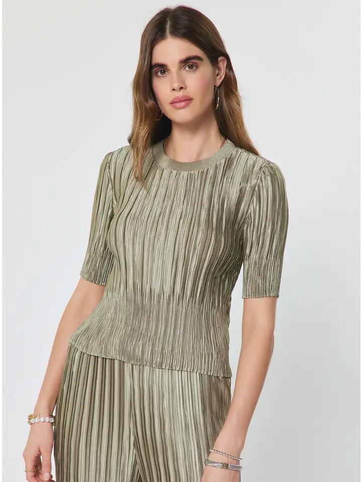 Soft Olive Pleated Top