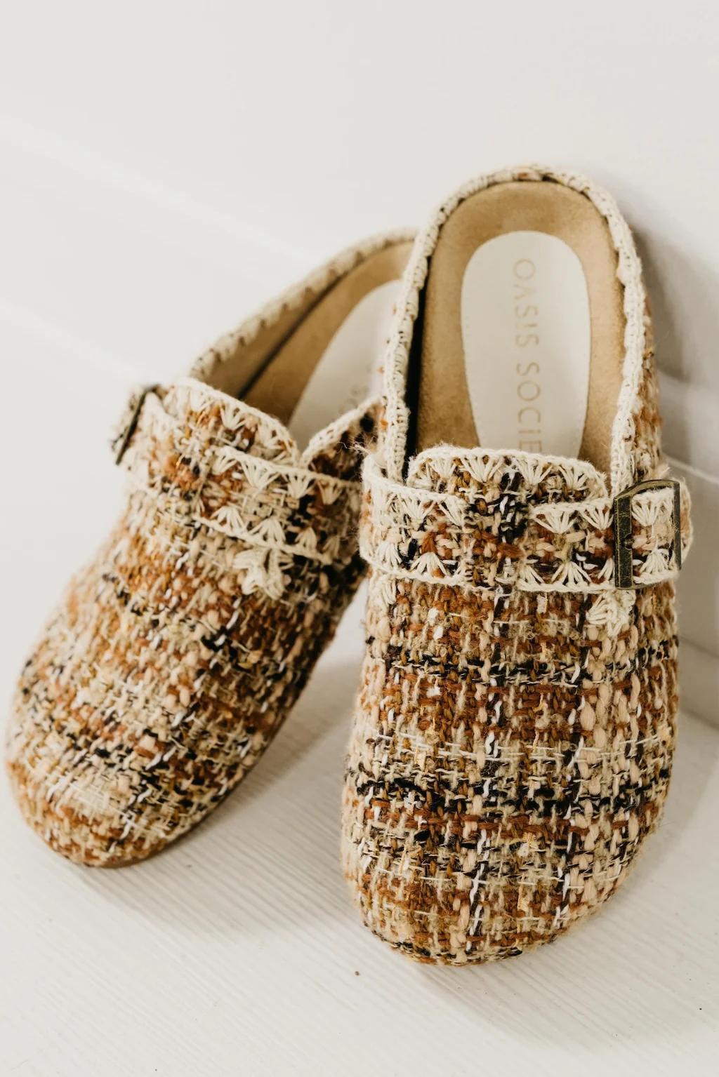 Teri Chai Tweed Buckle Mule