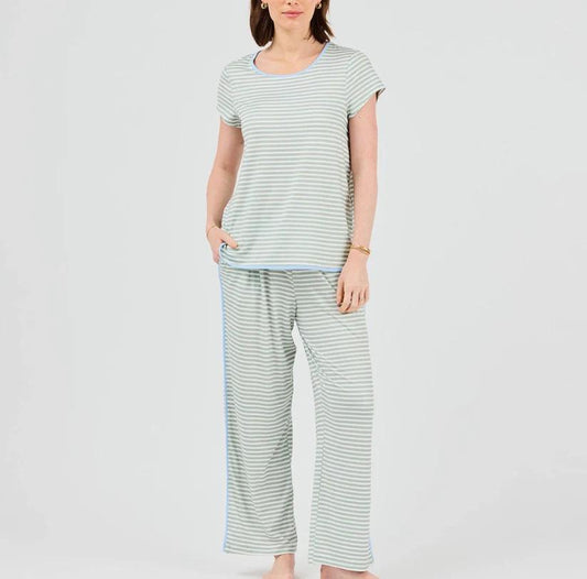 Melody Green Stripe Pajama Pants Set