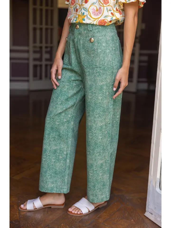 Green Wide Straight Pants