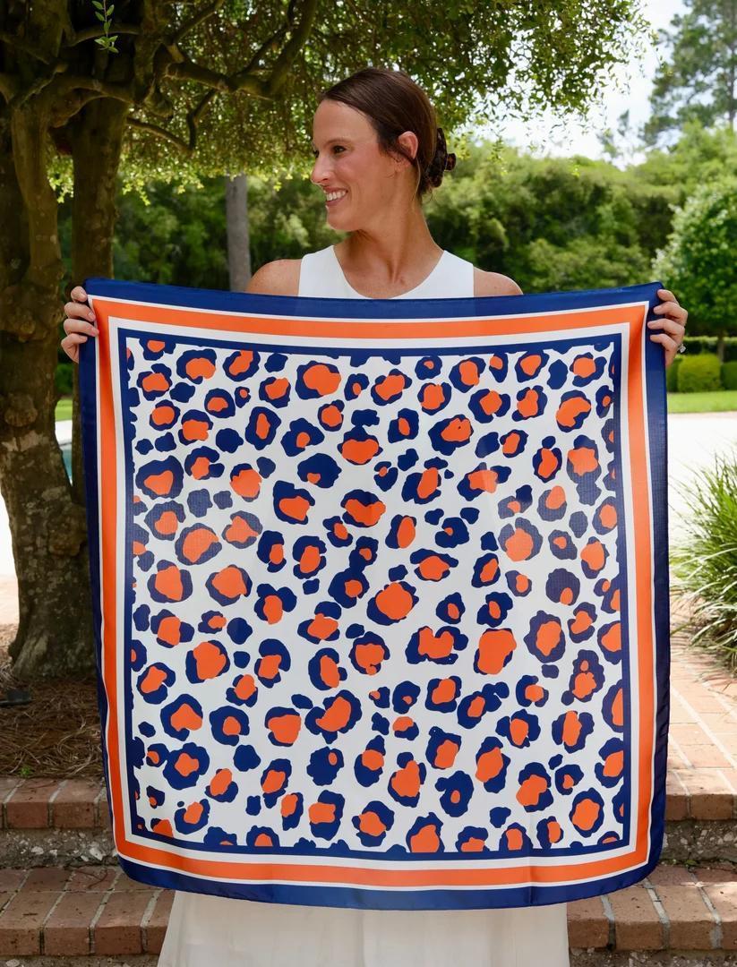 Meredith Navy and Orange Scarf Med
