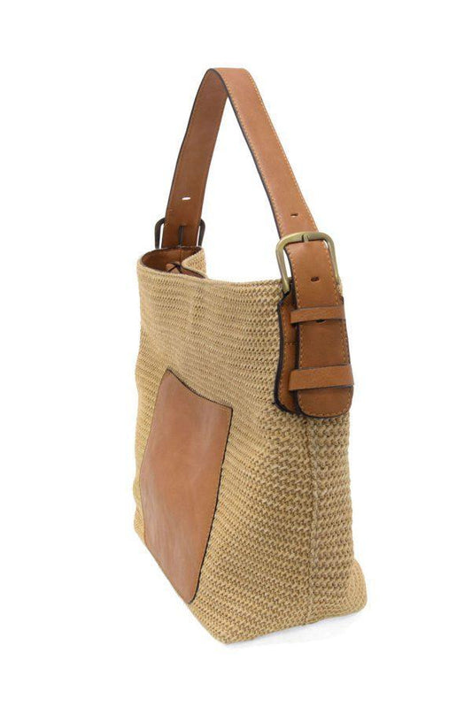 Natural Straw Topzip Hobo