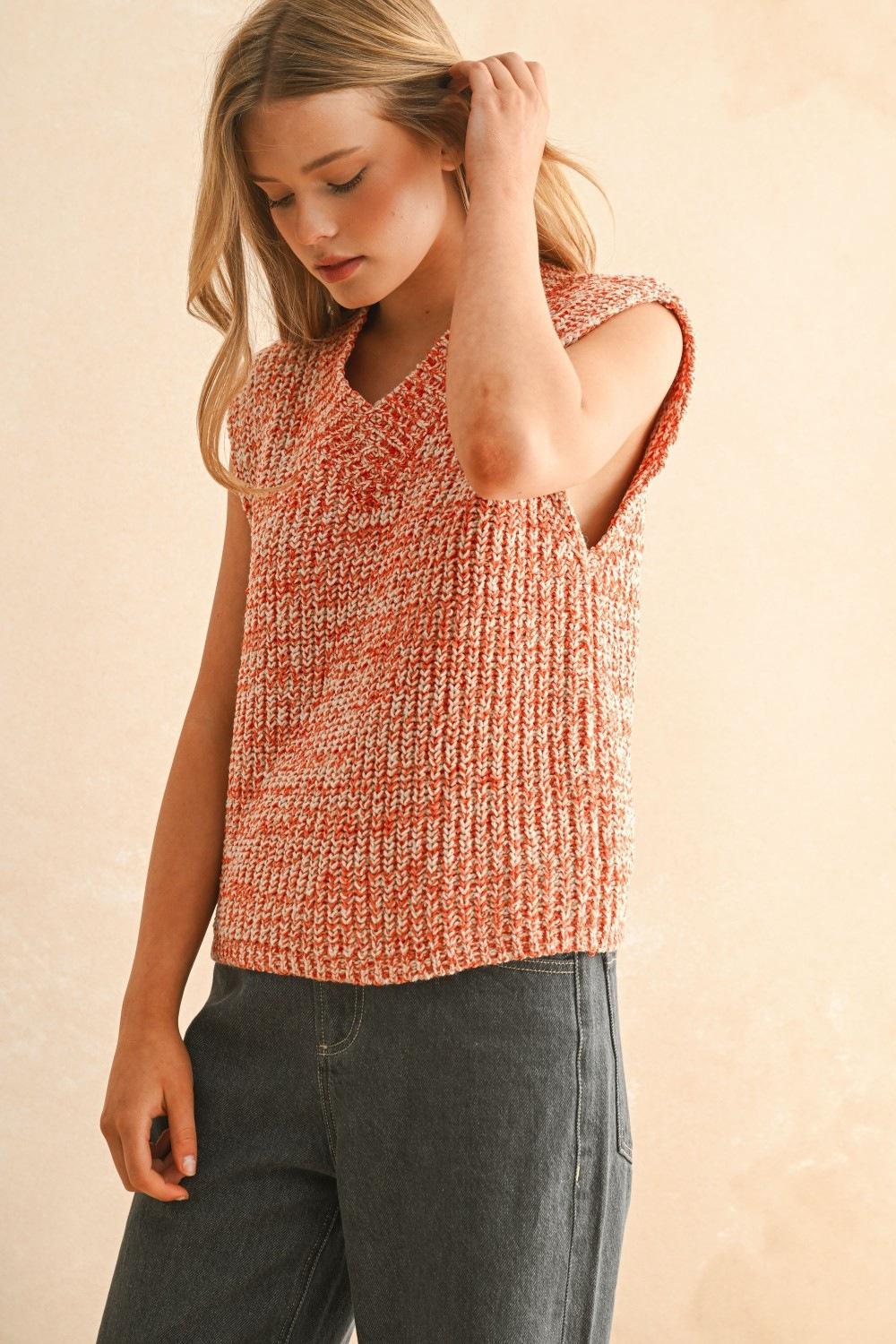 Orange and White Two Tone Chenille Vest
