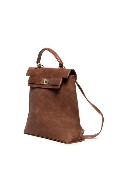 Toffee Robin Sueded Turnlock Backpack