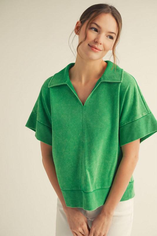 Kelly Green Mineral Washed Top
