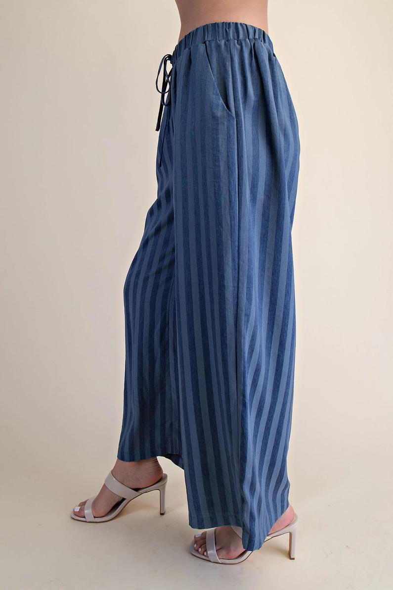 Indigo Striped Tie Puff Set