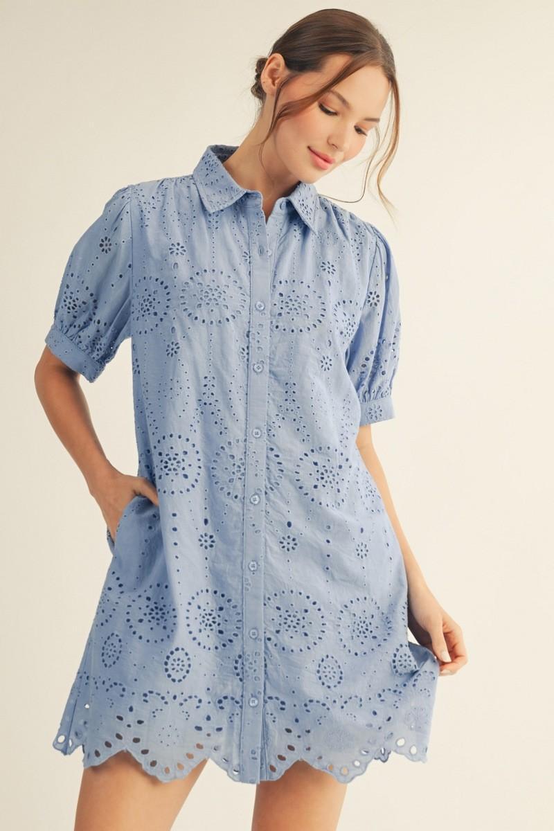 Sky Blue Eyelet Dress