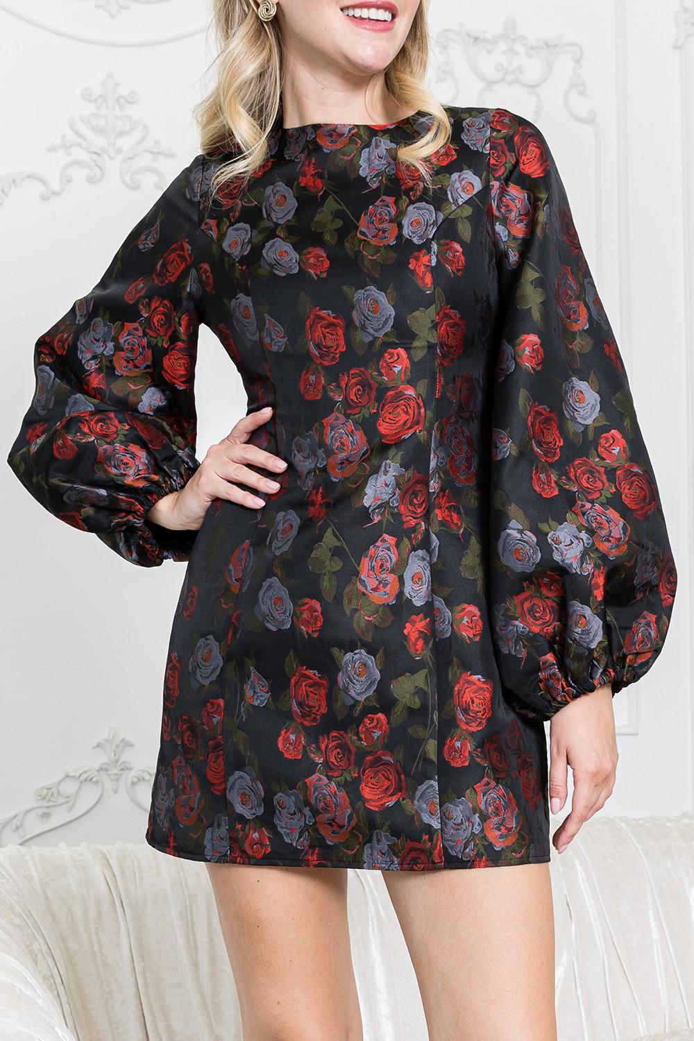 Black Rose Garden Mini Dress