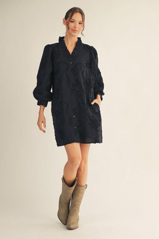 Black 3D Floral Dress