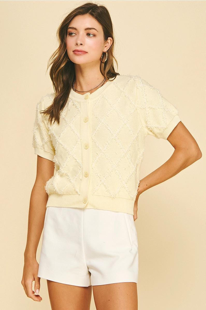 Lemon Textured Knit Cardigan