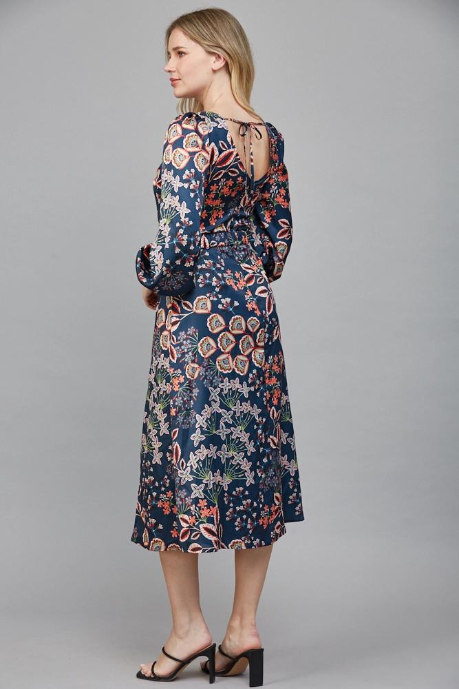 Peacock Multi Balloon sleeve Maxi Dress