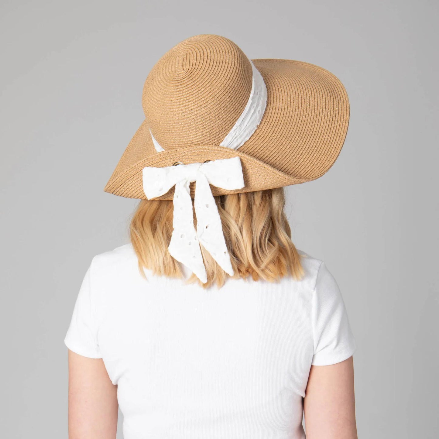 White Eyelet Foldback Sun Hat