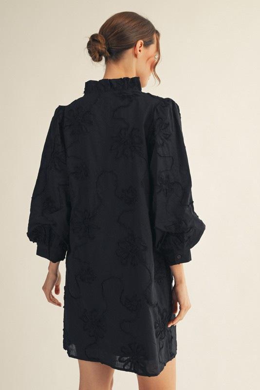 Black 3D Floral Dress