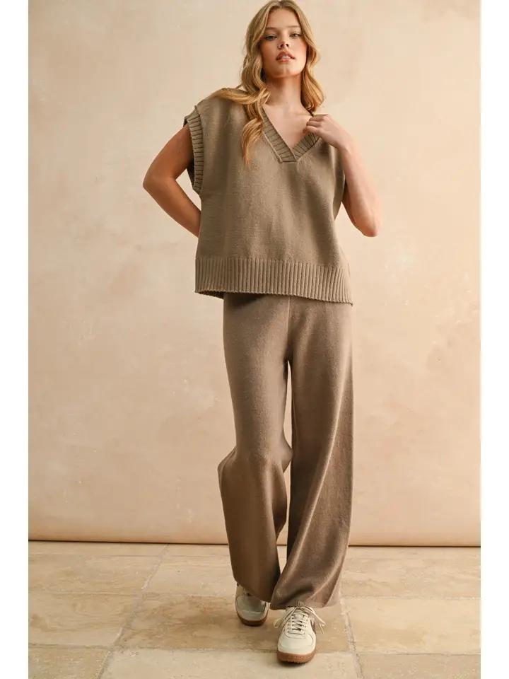 Mocha Wideleg Sweater Set