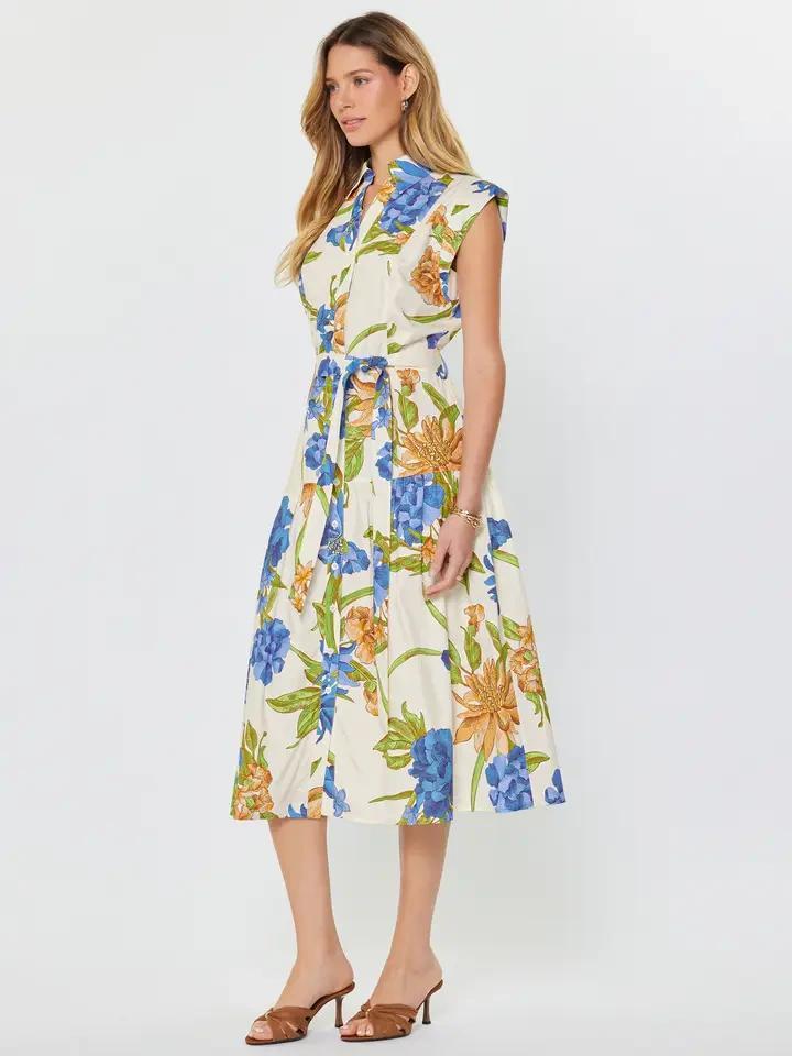 White with Multi Floral Printed Dress