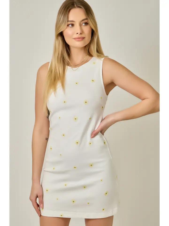 Ivory Daisy Stretch Denim Dress