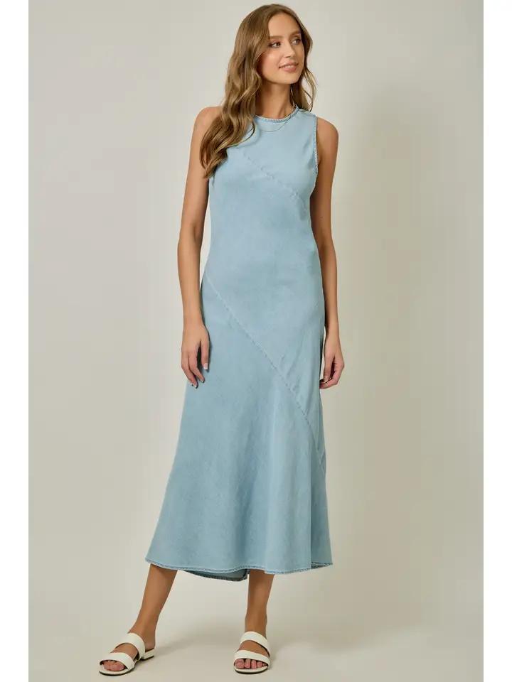 Light Denim Biased Cut Midi