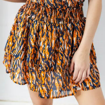 Tiger Tail Navy and Orange Skirt