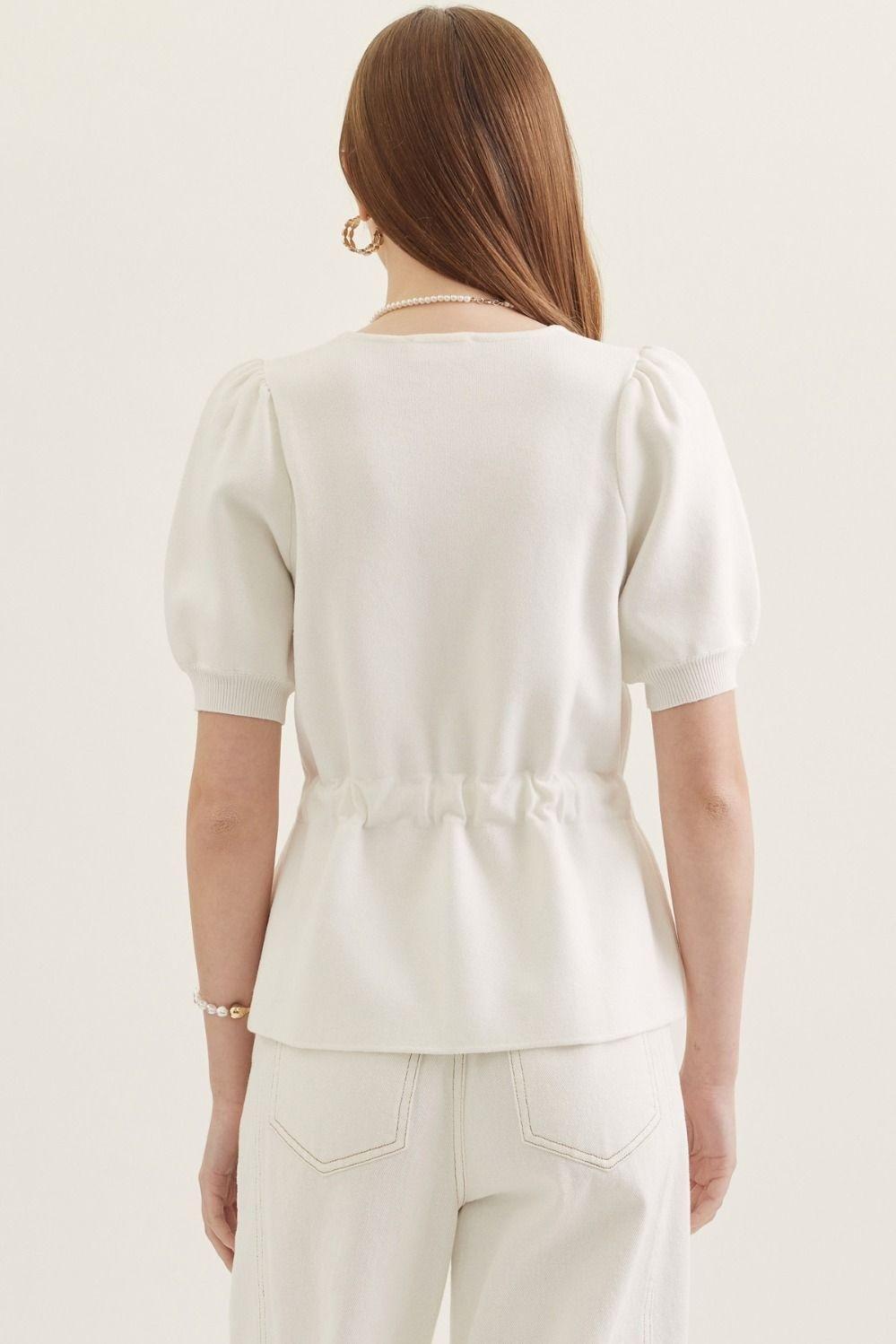 Off White Waist Detail Knit Top