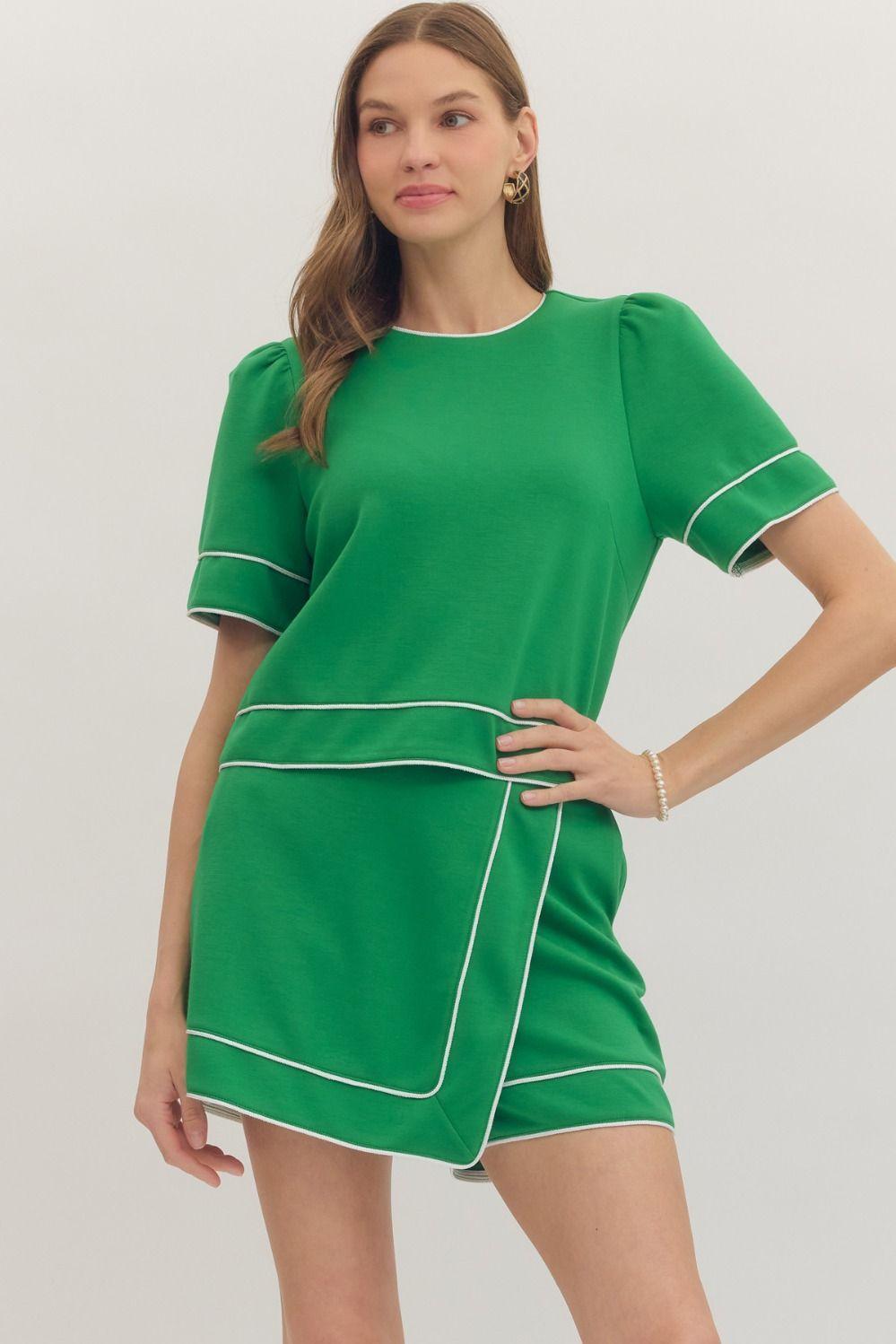 Hunter Green and White Skort Set