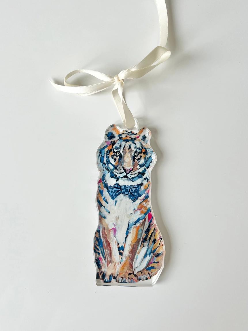 Tiger Blue Bow Tie Ornament