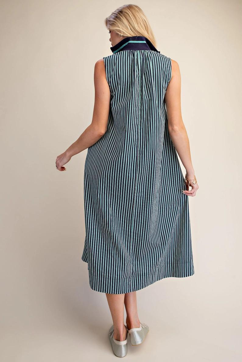 Navy Half Zip Mock Neck Maxi