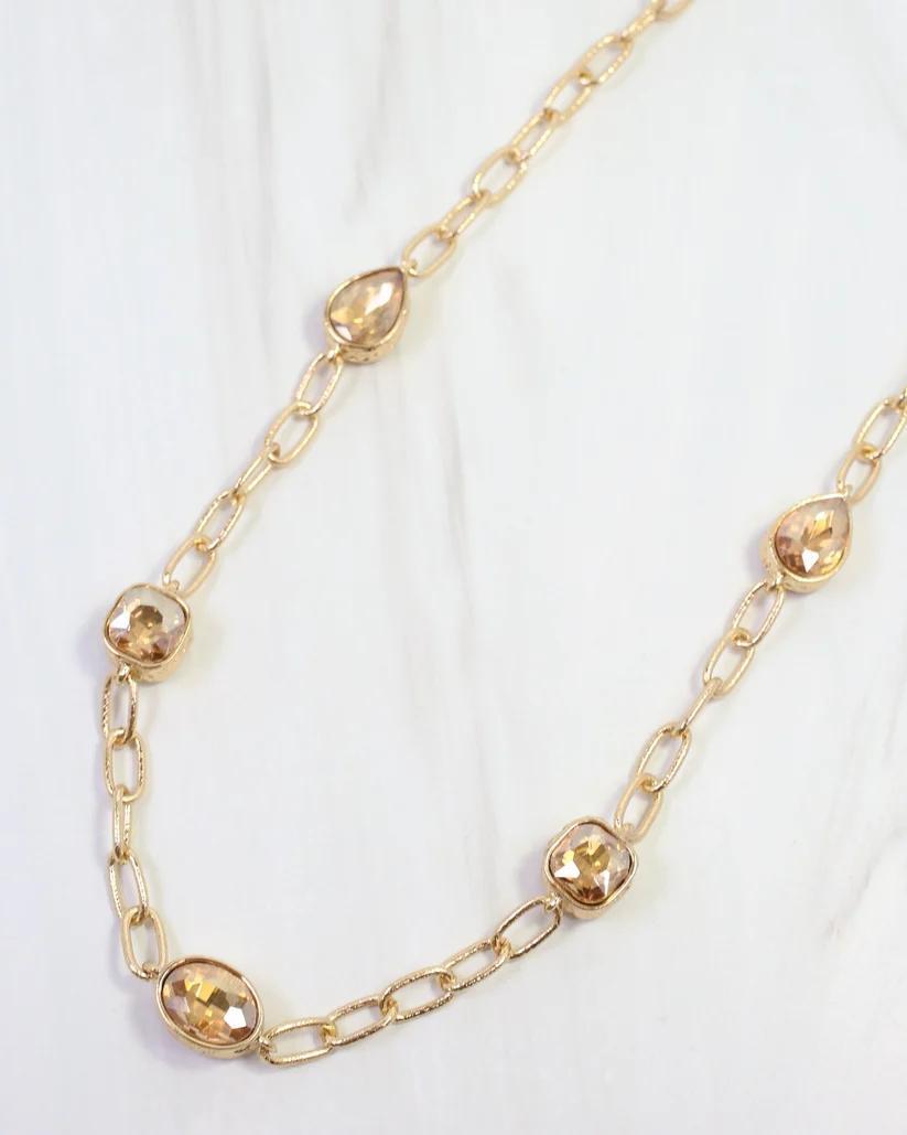 Elena Hammered Crystal Link Necklace