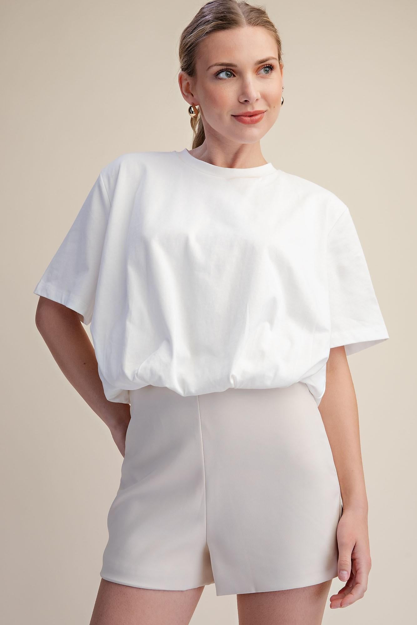 White Bubble Hem Tee