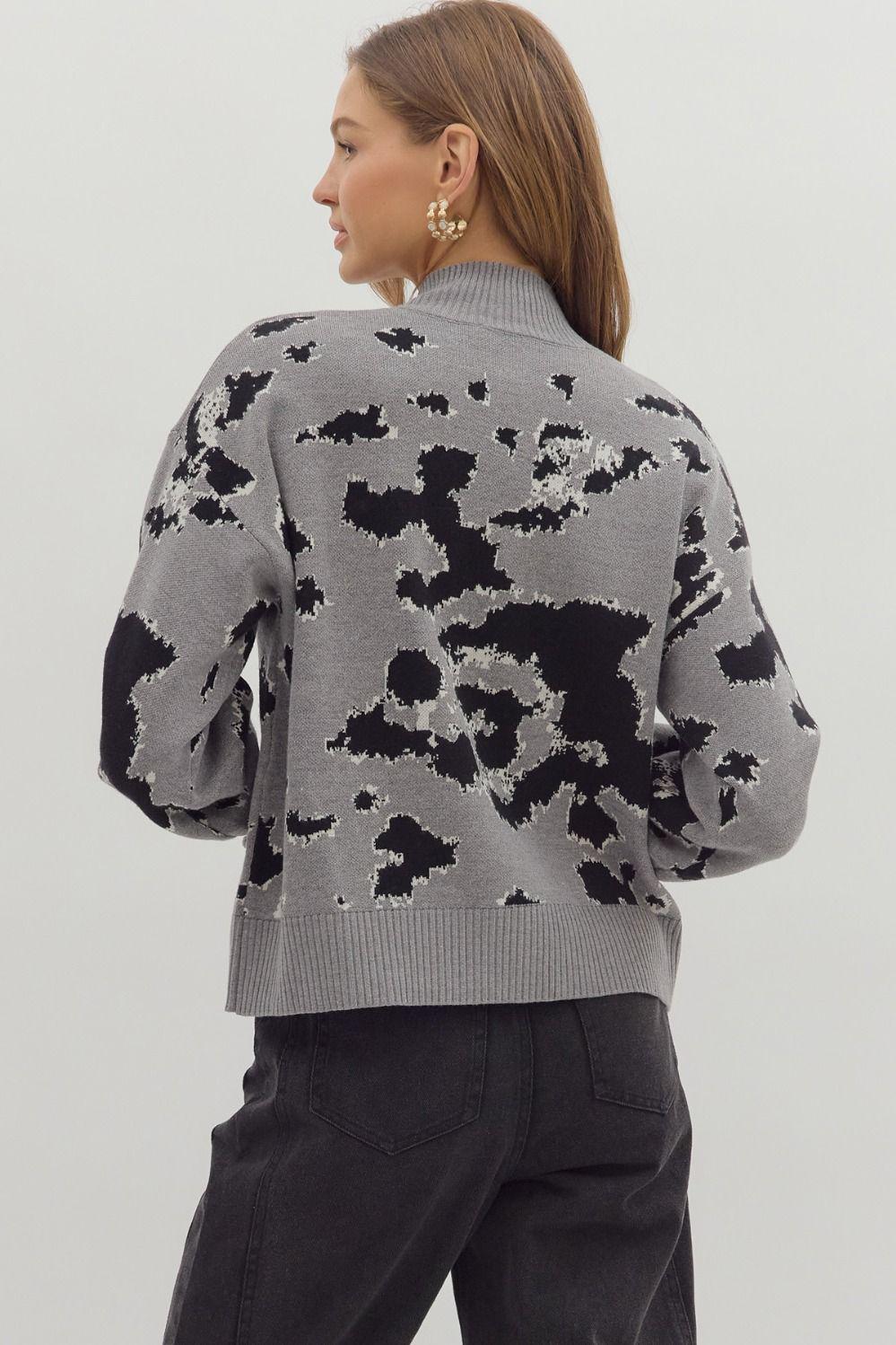 Heathered Grey Zip Front Sweater